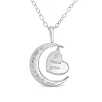 Sterling Silver Diamond Moon & Heart Pendant