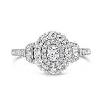 14K White Gold 1.00CTW Diamond Oval Bridal Ring