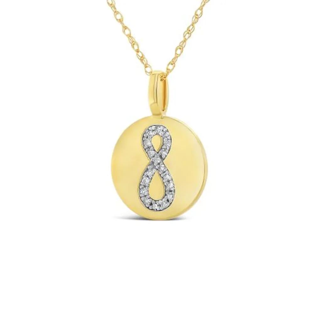 10K Yellow Gold Diamond Infinity Disc Pendant