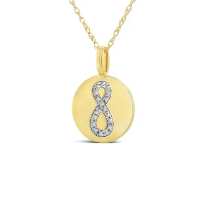 10K Yellow Gold Diamond Infinity Disc Pendant