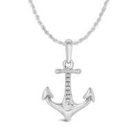 Sterling Silver Diamond Anchor Pendant