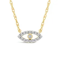 10K Yellow Gold Diamond Evil Eye Necklace