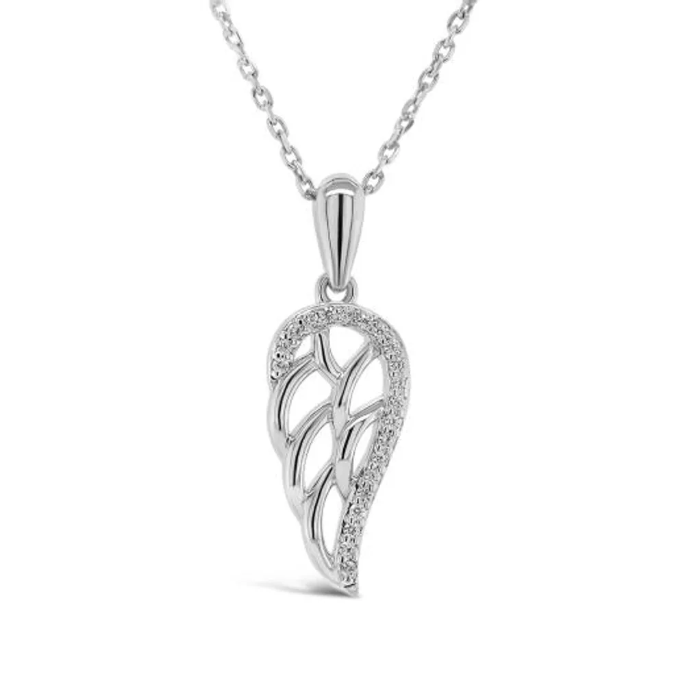 Sterling Silver Diamond Wing Pendant