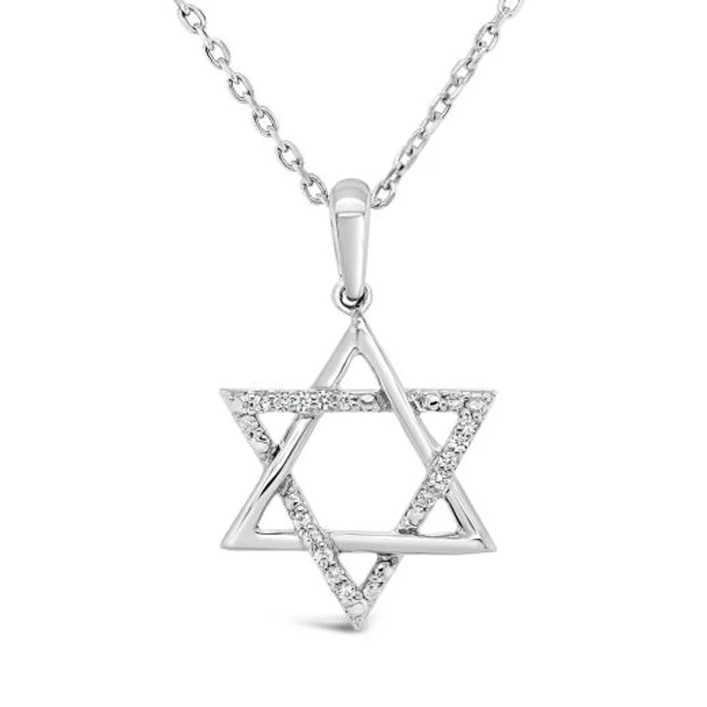 Sterling Silver Diamond Star of David Pendant