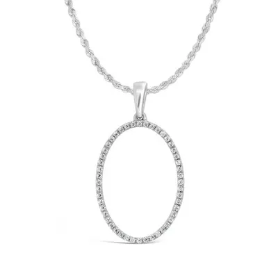 10K White Gold 0.15CTW Diamond Oval Shape Pendant