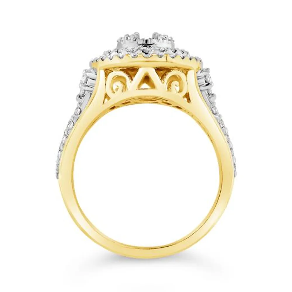 10K Yellow Gold 1.00CTW Diamond Oval Shaped Fashion Ring