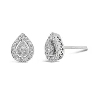 10K White Gold 0.25CTW Bouquet Pear Shaped Earrings