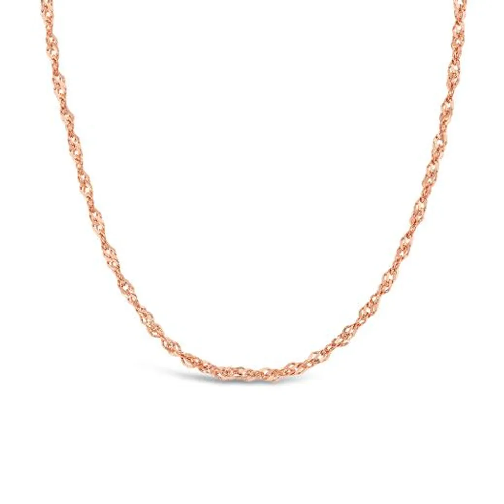 10K Rose Gold 18" 1.45mm Singapore Chain