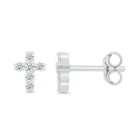 10K White Gold 0.23CTW Diamond Cross Earrings