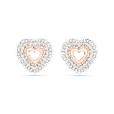 10K Rose Gold 0.29CTW Diamond Heart Earrings
