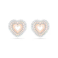 10K Rose Gold 0.29CTW Diamond Heart Earrings