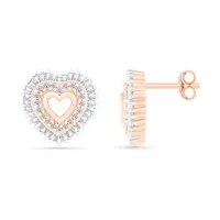 10K Rose Gold 0.29CTW Diamond Heart Earrings