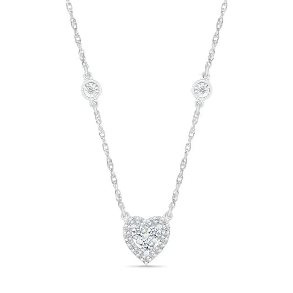 10K White Gold 0.18CTW Diamond Heart Necklace