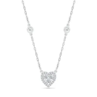 10K White Gold 0.18CTW Diamond Heart Necklace