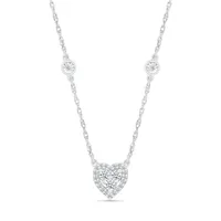 10K White Gold 0.18CTW Diamond Heart Necklace