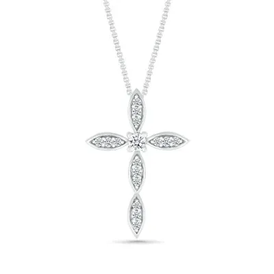 10K White Gold 0.29CTW Diamond Cross Pendant