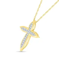 10K Yellow Gold 0.14CTW Diamond Cross Pendant