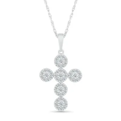 10K White Gold 0.23CTW Diamond Cross Pendant