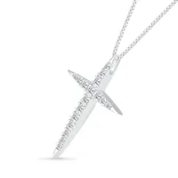 10K White Gold 0.29CTW Diamond Pointed Cross Pendant