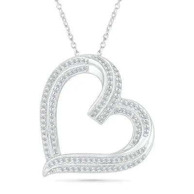 Sterling Silver 0.45CTW Diamond Heart Pendant