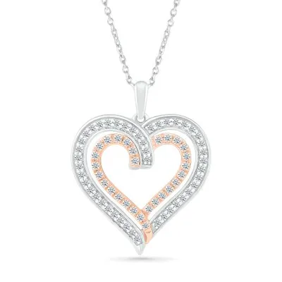 Sterling Silver & Rose Gold 0.45CTW Heart Pendant