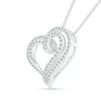 10K White Gold 0.45CTW Diamond Hearts Pendant