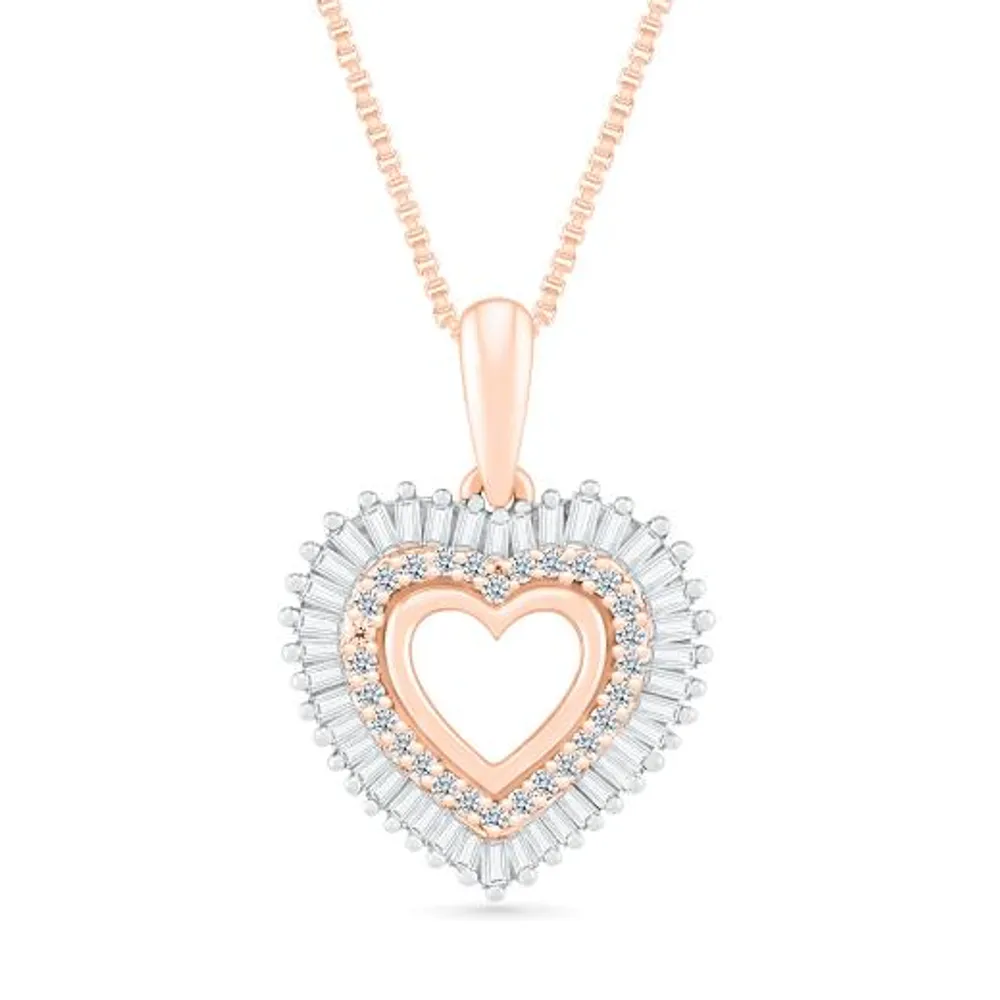 10K Rose Gold 0.29CTW Diamond Heart Pendant