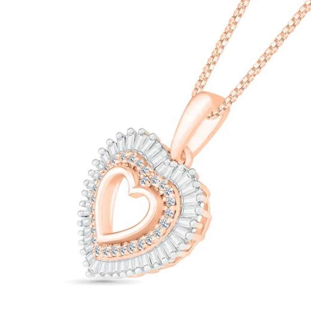 10K Rose Gold 0.29CTW Diamond Heart Pendant