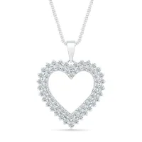 10K White Gold 0.95CTW Diamond Heart Pendant