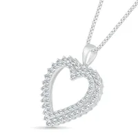 10K White Gold 0.95CTW Diamond Heart Pendant