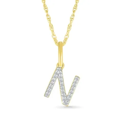 10K Yellow Gold & Diamond "N" Initial Pendant