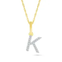 10K Yellow Gold & Diamond "K" Initial Pendant