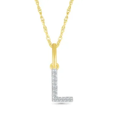 10K Yellow Gold & Diamond "L" Initial Pendant