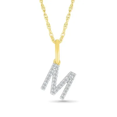 10K Yellow Gold & Diamond "M" Initial Pendant