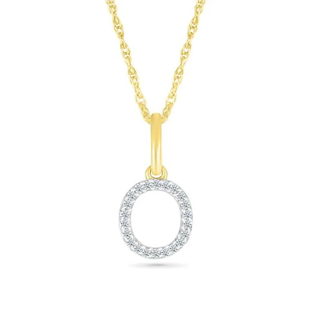 10K Yellow Gold & Diamond "O" Initial Pendant