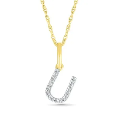 10K Yellow Gold & Diamond "U" Initial Pendant