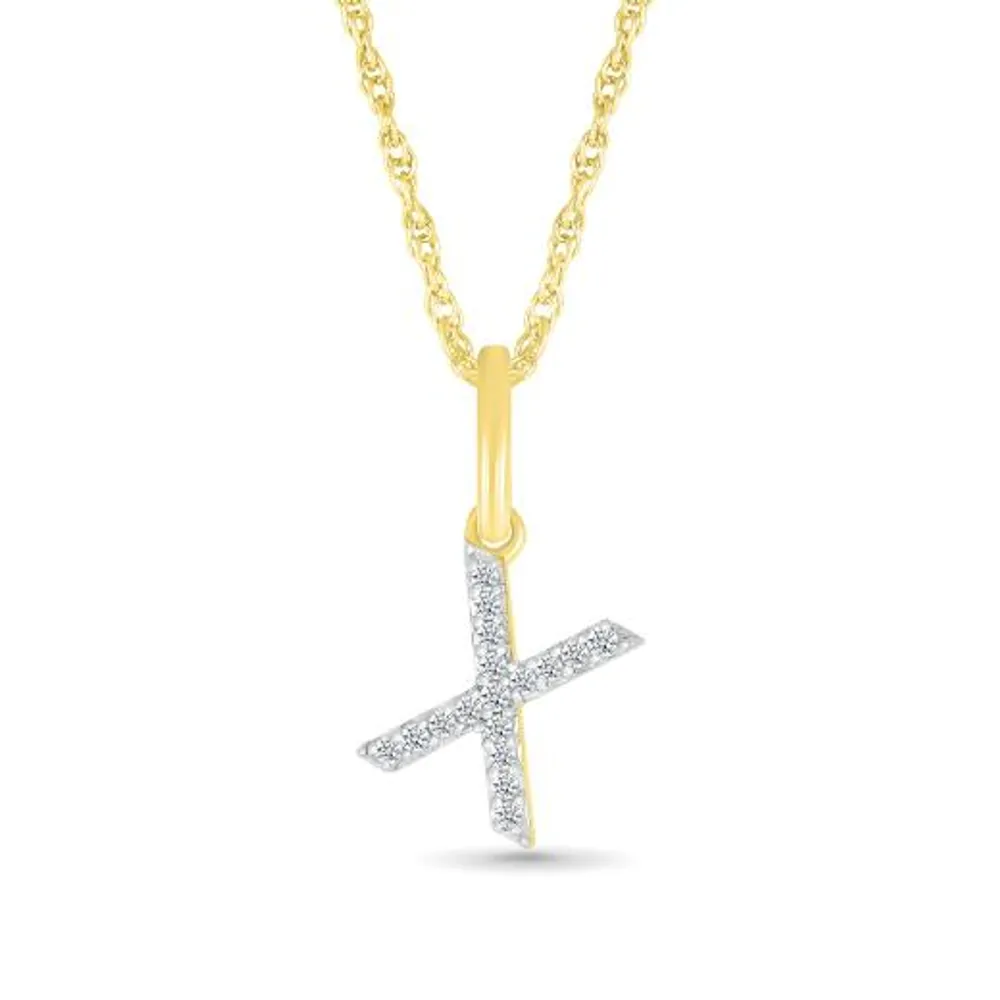 10K Yellow Gold & Diamond "X" Initial Pendant