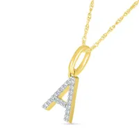 10K Yellow Gold & Diamond "A" Initial Pendant