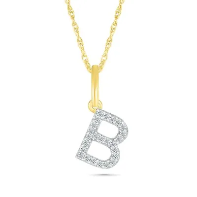 10K Yellow Gold & Diamond "B" Initial Pendant