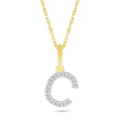 10K Yellow Gold & Diamond "C" Initial Pendant