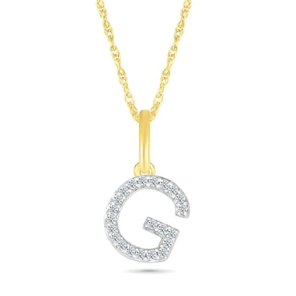 10K Yellow Gold & Diamond "G" Initial Pendant