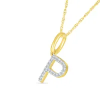 10K Yellow Gold & Diamond "P" Initial Pendant