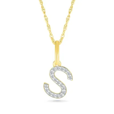 10K Yellow Gold & Diamond "S" Initial Pendant