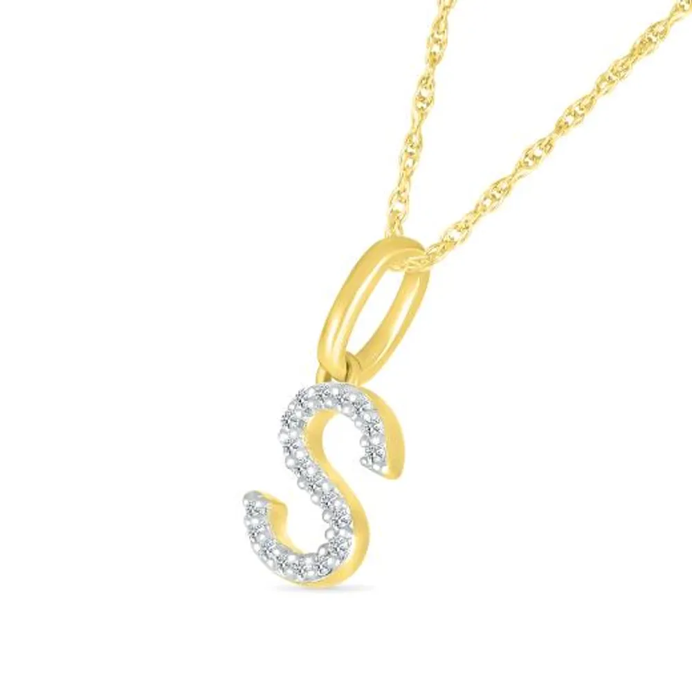 10K Yellow Gold & Diamond "S" Initial Pendant