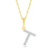 10K Yellow Gold & Diamond "T" Initial Pendant