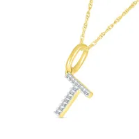 10K Yellow Gold & Diamond "T" Initial Pendant