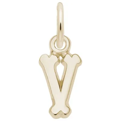 10K Yellow Gold Initial V Pendant