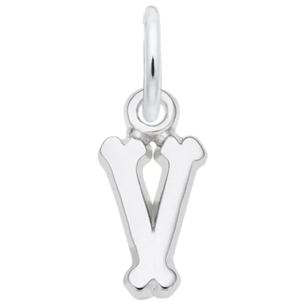 Sterling Silver Initial V Pendant