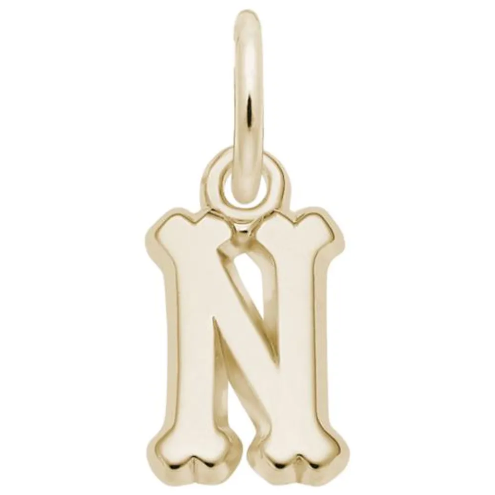 Sterling Silver Yellow Gold Plated Initial N Pendant