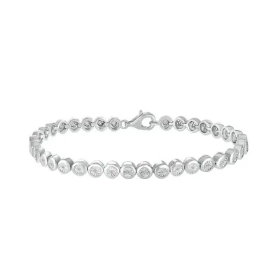 Sterling Silver 0.09CTW Diamond Bezel Set Bracelet
